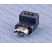 HDMI штекер - HDMI гнездо угловой (пластик-золото, ПВХ-упаковка) APP-365