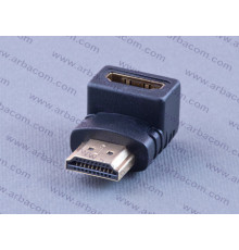 HDMI штекер - HDMI гнездо угловой (пластик-золото, ПВХ-упаковка) APP-365