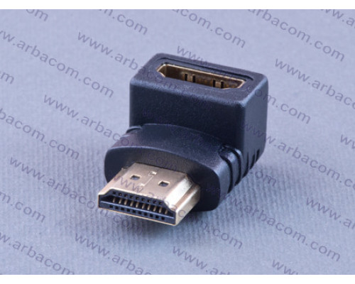 HDMI штекер - HDMI гнездо угловой (пластик-золото, ПВХ-упаковка) APP-365