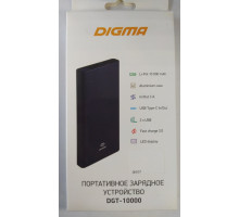Мобильный аккумулятор Digma Power Delivery DGT-10000-BL QC 4.0 PD(22.5W) Li-Pol 10000mAh 3A синий 2x