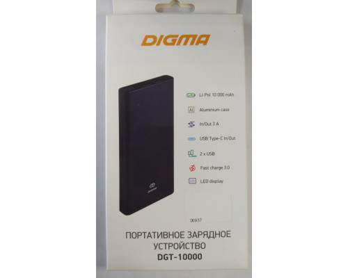 Мобильный аккумулятор Digma Power Delivery DGT-10000-BL QC 4.0 PD(22.5W) Li-Pol 10000mAh 3A синий 2x