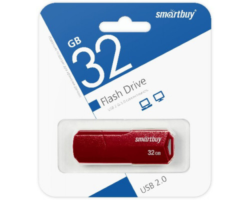 USB 2.0 Флеш-накопитель 32GB SmartBuy Clue Бордовый