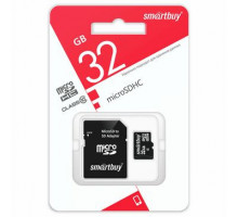 Карта памяти Smartbuy MicroSDHC 32GB Class10 LE + адаптер SB32GBSDCL10-01LE