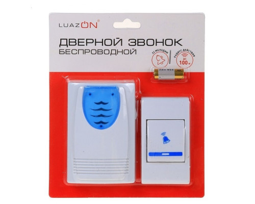 Звонок LuazON LZDV-01, беспроводной, 2хAА (не в комплекте), LR23A, МИКС 1010791