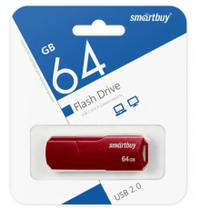 USB 2.0 Флеш-накопитель 64GB SmartBuy Clue Бордовый