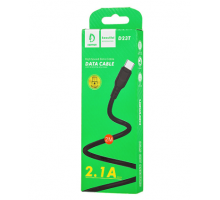 USB-кабель Denmen D23T, Type-C, силикон, 2.0 м, круглый, черный, фирменная упаковка