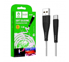 USB кабель Micro Denmen D19V Мягкий силикон (1м/2.4A) (Белый)