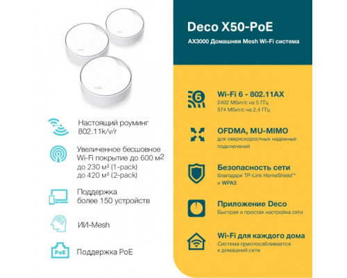 Deco X50-PoE ( 3-pack) Mesh-система AX3000 с поддержкой PoE