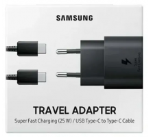 СЗУ Samsung USB-C 25W PD (AAAA) + кабель Type-C to Type-C Черный