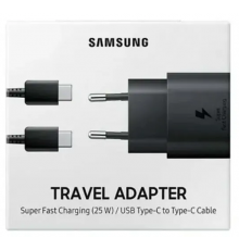 СЗУ Samsung USB-C 25W PD (AAAA) + кабель Type-C to Type-C Черный