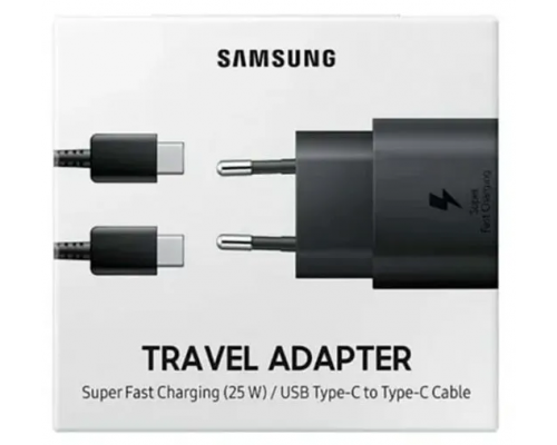 СЗУ Samsung USB-C 25W PD (AAAA) + кабель Type-C to Type-C Черный