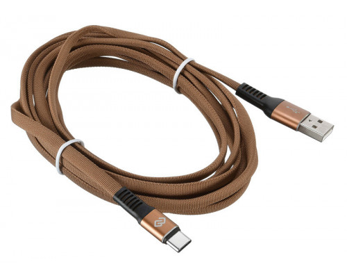 Кабель Digma USB A(m) USB Type-C (m) 3м коричневый плоский