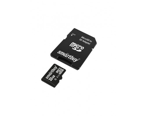 Карта памяти MicroSD 32GB Smart Buy Class 10 + SD адаптер