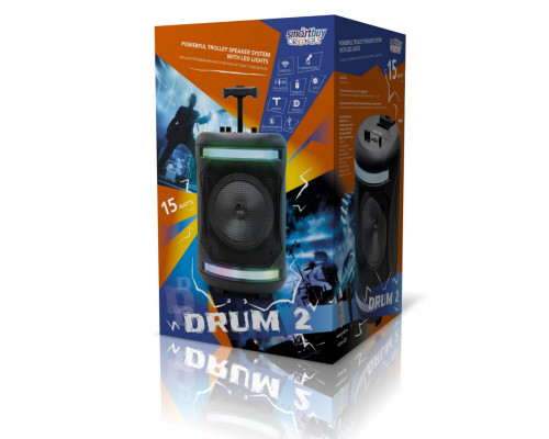 Колонка Smartbuy DRUM2, 15 Вт, Bluetooth, MP3-FM, микрофон 1.0