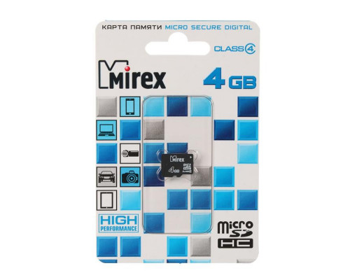 Карта памяти microSD 4GB Mirex microSDHC Class 4