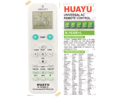 Пульт для кондиционера универсальный K-1038E+L HUAYU