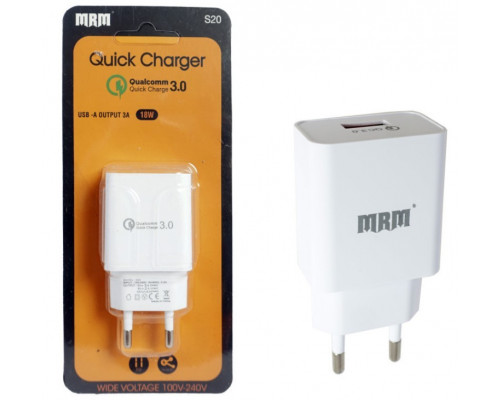 СЗУ MRM S20 5V3.1A 1USB QC3.0 18W White (в блистере)