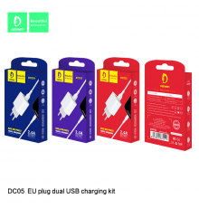 СЗУ Denmen DC05T 2USB + кабель Type-C (2,4A) Белый