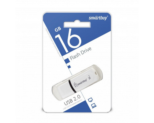 USB 2.0 Флеш-накопитель 16GB SmartBuy Paean Белый