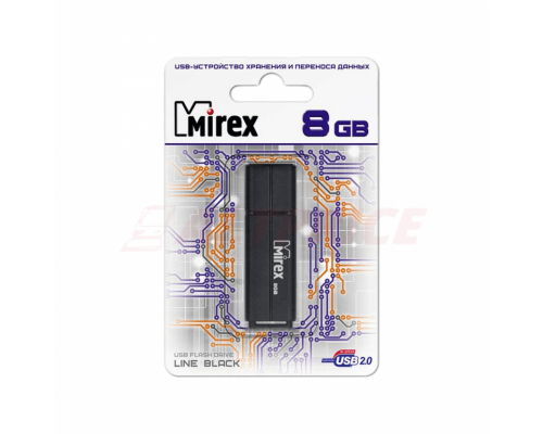 Flash Drive 8GB USB 2.0 Mirex Line, Черный (13600-FMULBK08)