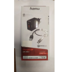 Сетевое зар./устр. Hama H-183230 3A PD+QC универсальное кабель USB черный (00183230)