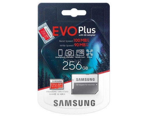 Карта памяти Samsung MicroSDXC 256GB Class 10 Evo Plus U3 (100/90 Mb/s) MC256HA + SD адаптер