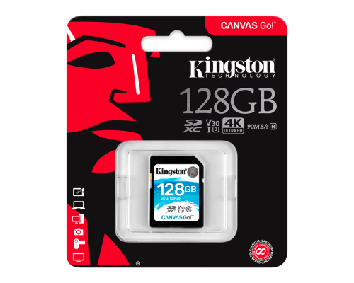 @ Флеш карта SD 128GB Kingston SDXC Class 10 UHS-I U3 V30 Canvas Go 45MB/s