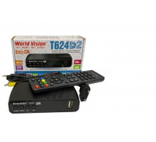 Ресивер Т2 World Vision T624D2 (Дисплей, кнопки,2хUSB,IPTV, GX6701, T/T2/C, H264,AC3)