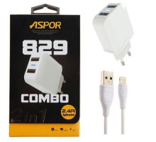 СЗУ Aspor А829 2USB (2,4A/IQ) Белый