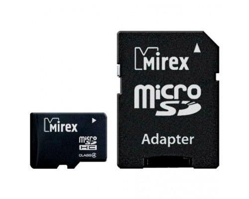 Карта памяти microSD 16GB Mirex microSDHC Class 4 (SD адаптер)