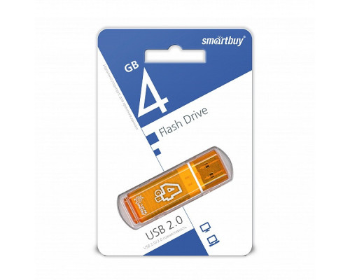 USB 2.0 Флеш-накопитель 4GB SmartBuy Glossy Оранжевый