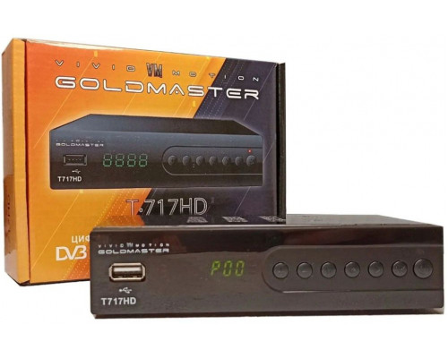 Ресивер Т2 GoldMaster T717HD металл, кнопки, дисп.
