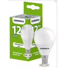 Лампа LED G45 шар 12Вт 230В 4000К E14 GENERICA LL-G45-12-230-40-E14-G