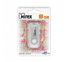 Flash Drive 8GB USB 2.0 Mirex Swivel, Белый (13600-FMUSWT08)