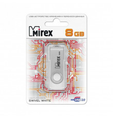 Flash Drive 8GB USB 2.0 Mirex Swivel, Белый (13600-FMUSWT08)