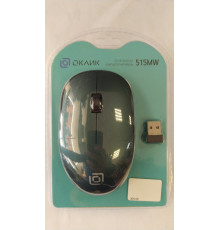Мышь Oklick 515MW черный/зеленый оптическая (1200dpi) беспроводная USB (2but)