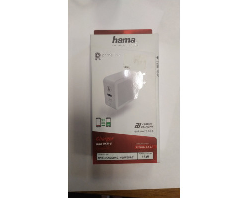 Сетевое зар./устр. Hama H-183277 3A PD+QC универсальное кабель USB Type C белый (00183277)