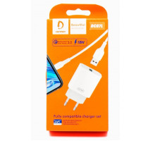 СЗУ Denmen DC07L QC3.0 1USB + кабель Lightning (3.6A/18W) (white)