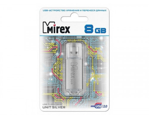 Flash Drive 8GB USB 2.0 Mirex Unit, Серебро (13600-FMUUSI08)