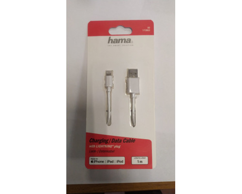 Кабель Hama H-173863 00173863 USB A(m) Lightning (m) 1м белый