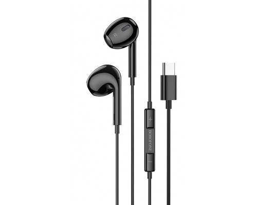 Наушники Borofone BM30 Max Acoustic wire control earphones for Type-C with mic, black