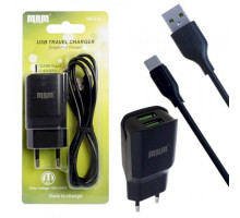 СЗУ MRM MR24t 5V2.4A 2USB + кабель Type-c Black