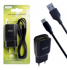 СЗУ MRM MR24t 5V2.4A 2USB + кабель Type-c Black