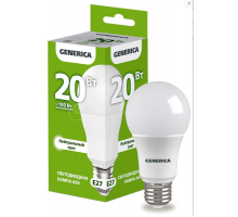 Лампа LED A60 груша 20Вт 230В 4000К E27 GENERICA LL-A60-20-230-40-E27-G
