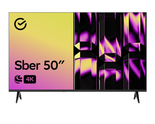 50" Телевизор Sber SDX 50U4126 чёрный 3840х2160, 4K Ultra HD, 60 Гц. Wi-Fi, Smart TV, Салют ТВ