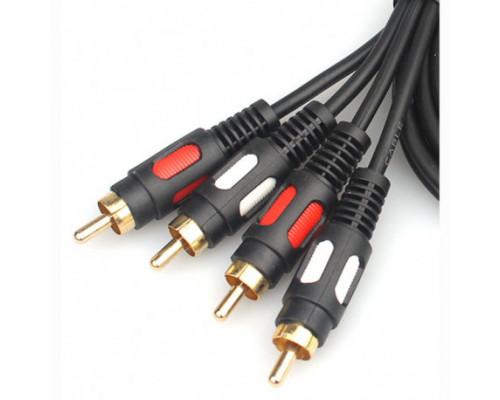 Шнур 2*RCA (тюльпан) штекера - 2*RCA (тюльпан) штекера 1.5м (пластик-золото) D2x3,2мм APH-224-01.5