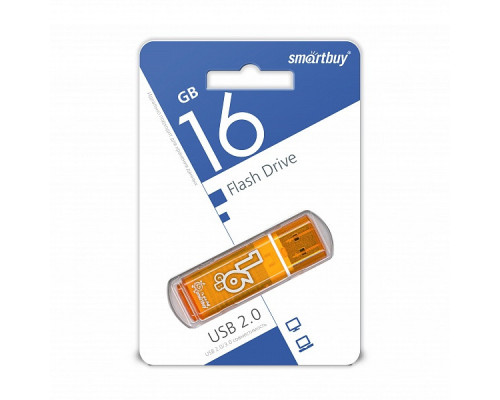 USB 2.0 Флеш-накопитель 16GB SmartBuy Glossy Оранжевый