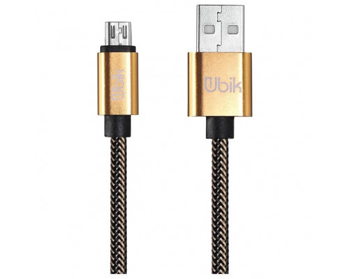 USB кабель Ubik microUSB UM01 Carbon 3A (Gold)