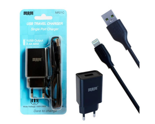 СЗУ MRM MR21i 5V2,1A 1USB + кабель Lightning Black