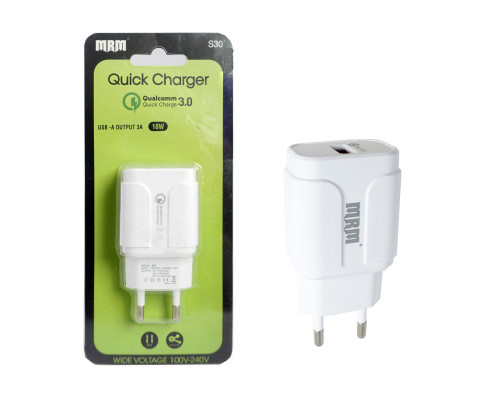 СЗУ 5V/3,1A MRM S30 1USB 18W White Fast charging